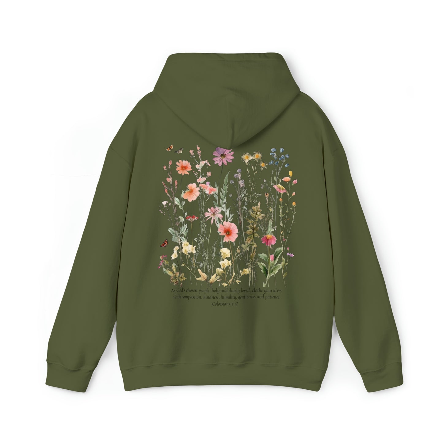 Women's Christian Hooded Sweatshirt - Vintage Flowers Hoodie Sweatshirt, Pullover Hoodie With Bible Verse