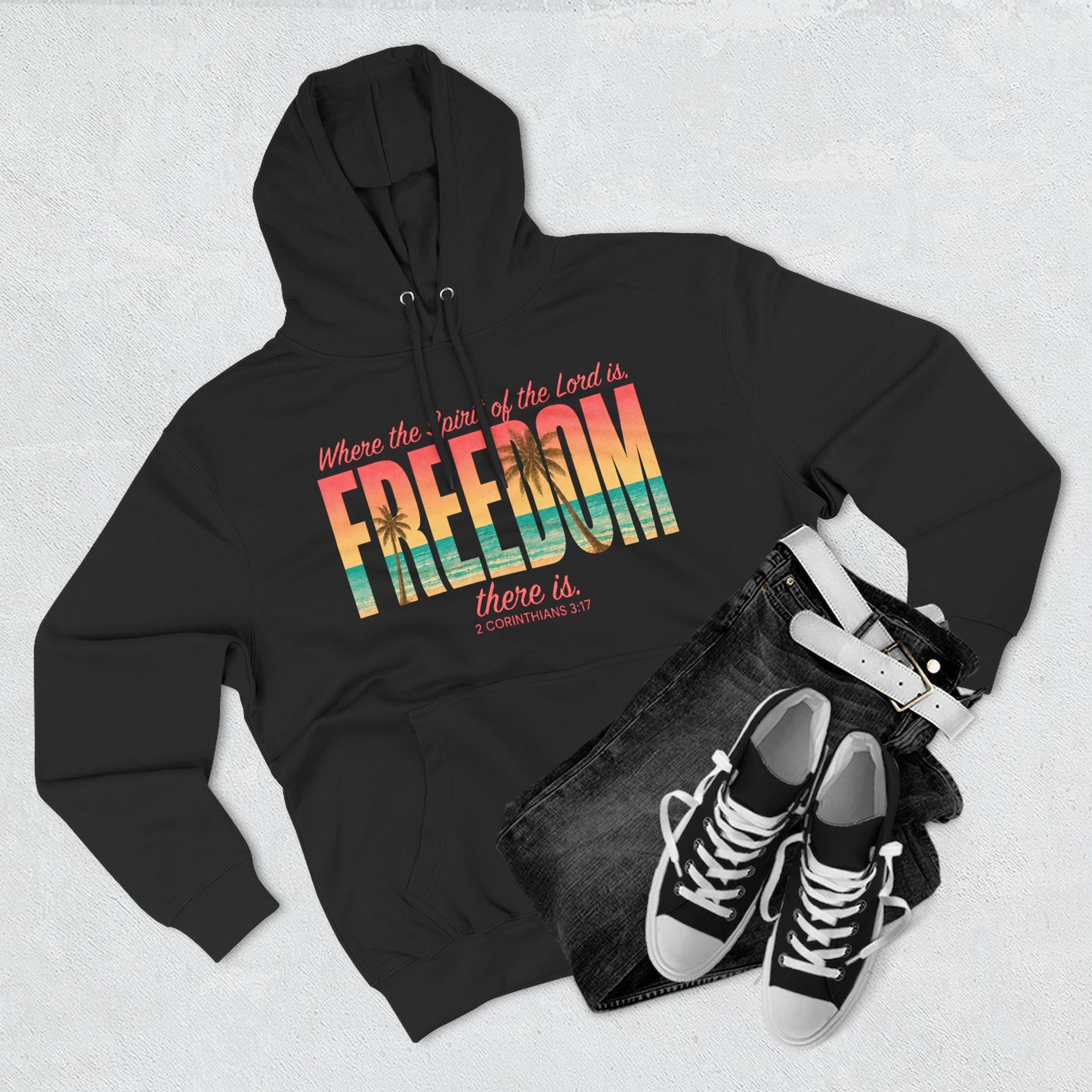 Freedom Hoodie — "The Spirit of the Lord" Faith Surf Beach Hoodie