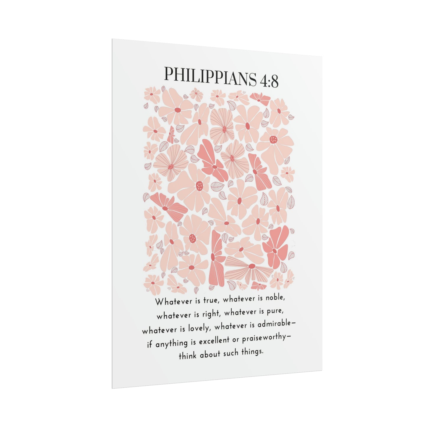 Philippians 4:8 - Bible Verse Wall Art | Floral Art, Christian Wall Decor