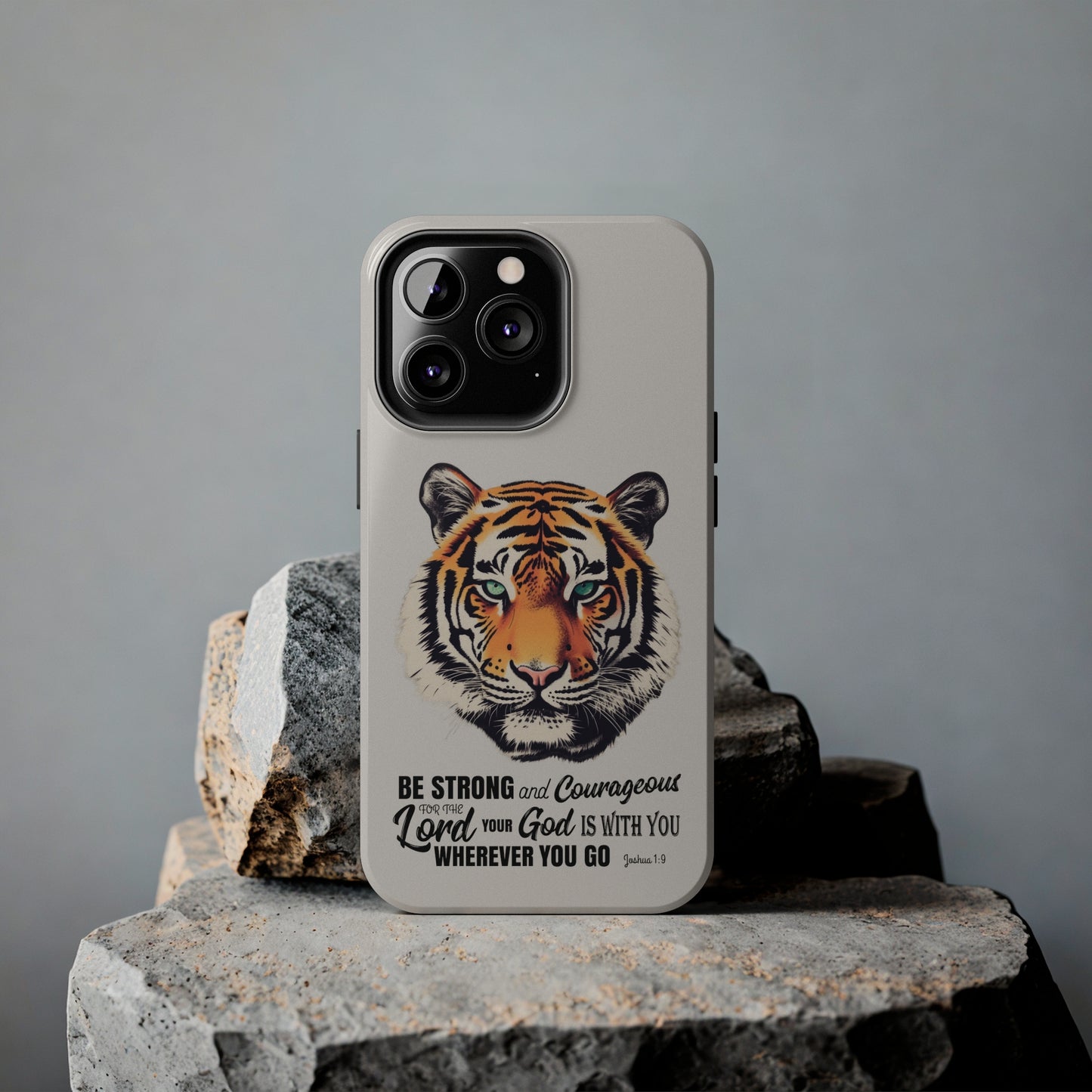 Eye of the Tiger iPhone Case with Bible Verse | Joshua 1:9 - Be Strong and Courageous Bible Verse Phone Case