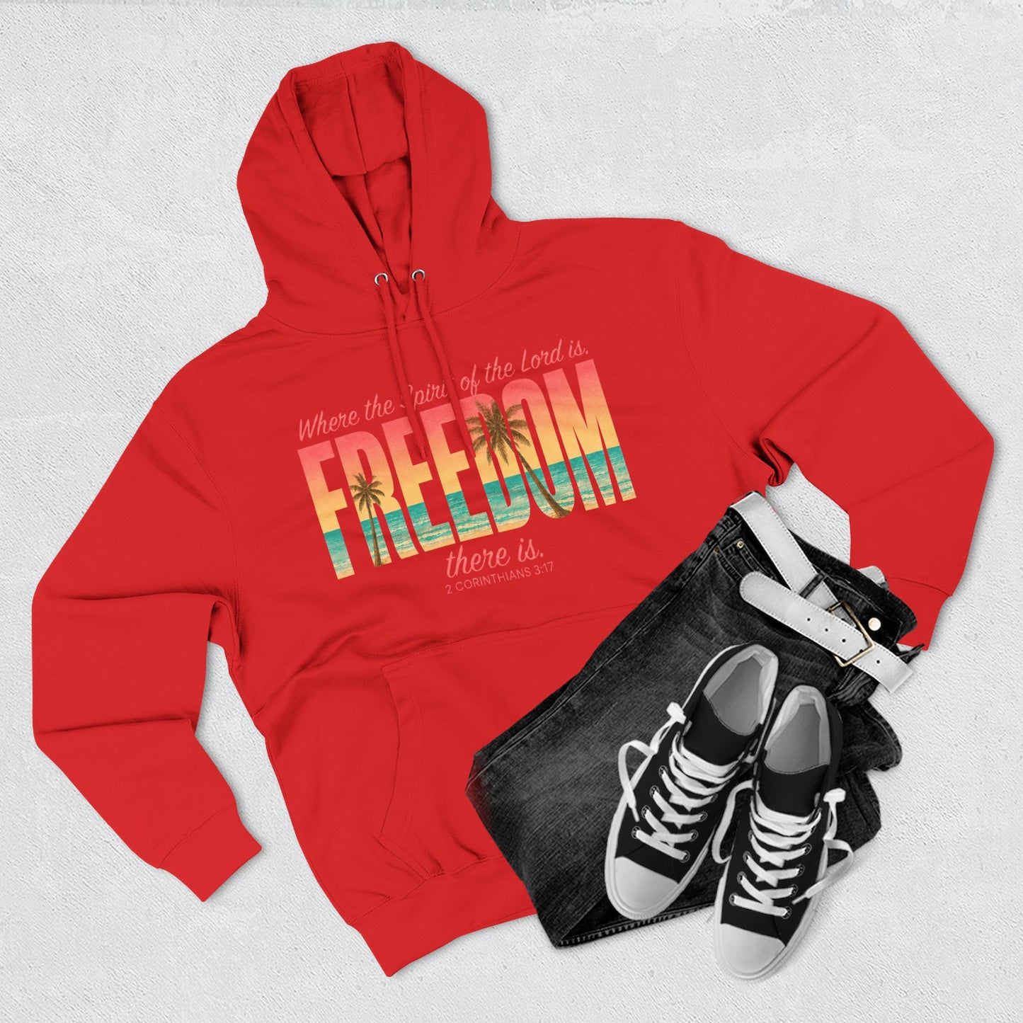 Freedom Hoodie — "The Spirit of the Lord" Faith Surf Beach Hoodie