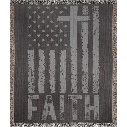 Faith - American Flag - Woven Blanket