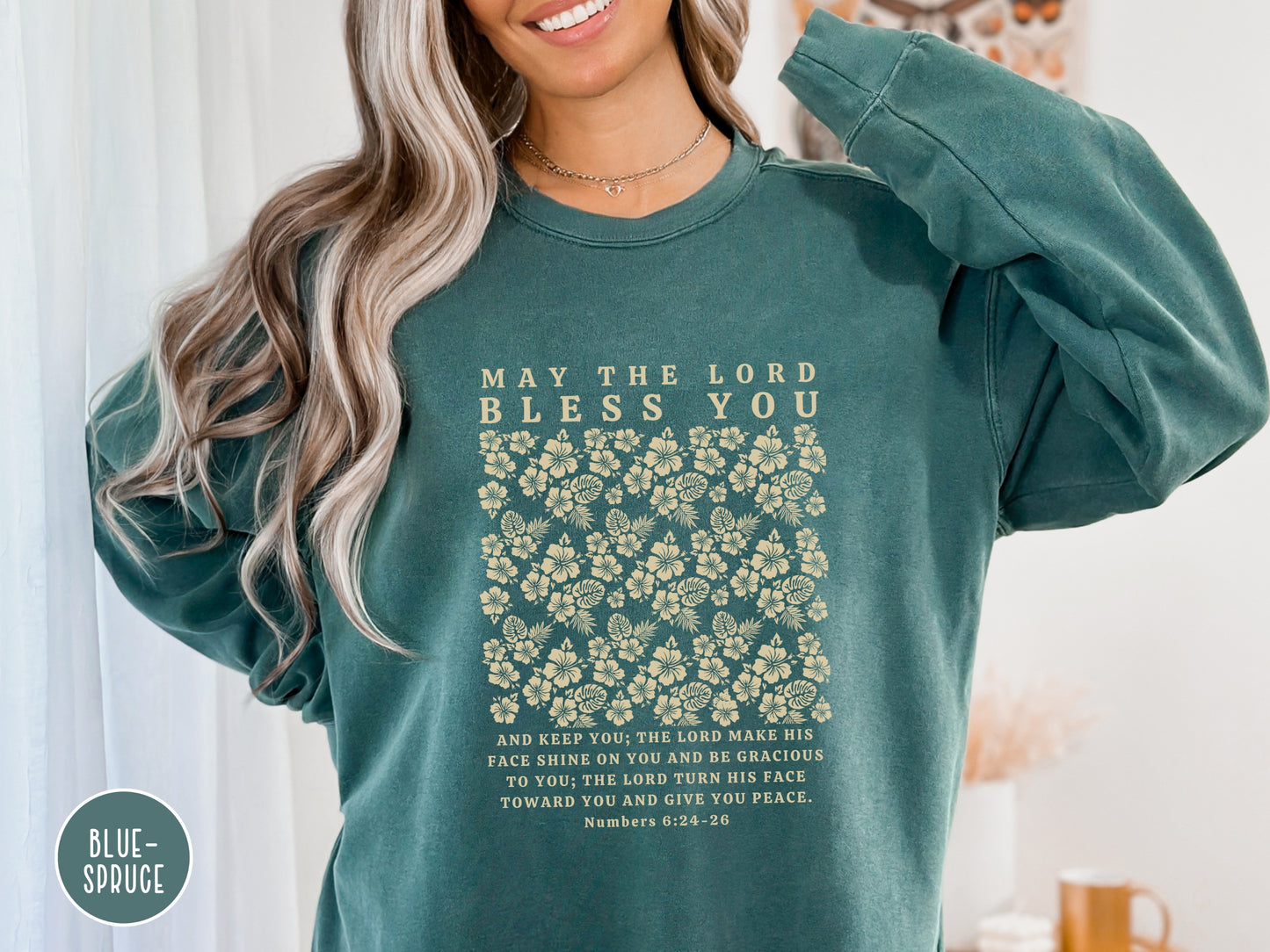 The Blessing - May The Lord Bless You Christian Sweatshirt | Comfort Colors Dyed Sweatshirt