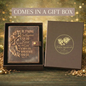 Leather Journal – Joshua 1:9 “Be Strong & Courageous” Lion of Judah