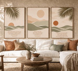Coastal Psalm Wall Art Set of 3 – Christian Beach House Decor