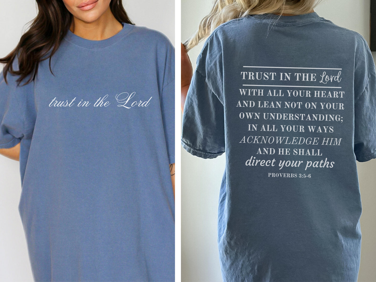 Trust in the Lord T-Shirt - Proverbs 3:5-6 | Bible Verse Shirt  - Printed on Comfort Colors Shirt