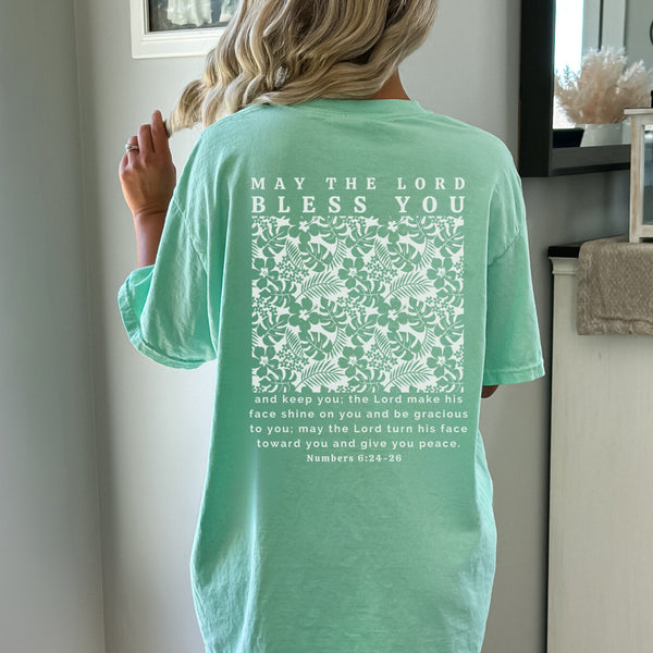 May The Lord Bless You Christian T-Shirt | Comfort Colors Shirts | Scripture Shirt, Numbers 6:24 Bible Verse Shirt Hover