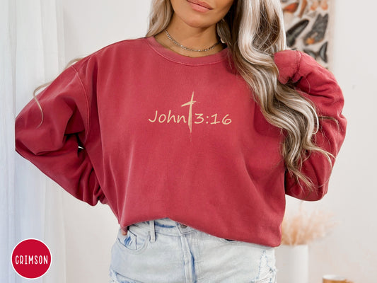 John 3:16 Sweatshirt - For God So Loved The World Sweater | Comfort Colors Sweatshirt