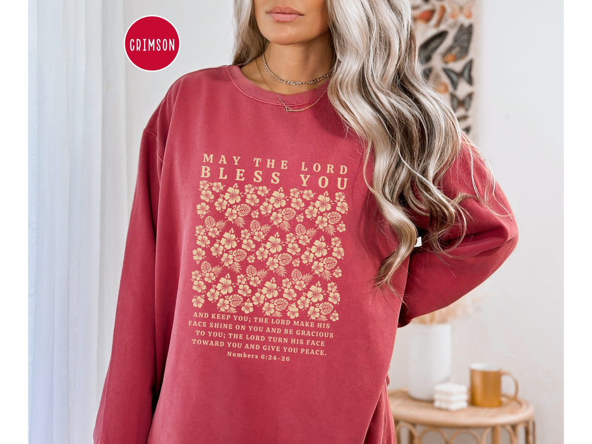 The Blessing - May The Lord Bless You Christian Sweatshirt | Comfort Colors Dyed Sweatshirt