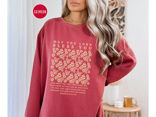 The Blessing - May The Lord Bless You Christian Sweatshirt | Comfort Colors Dyed Sweatshirt