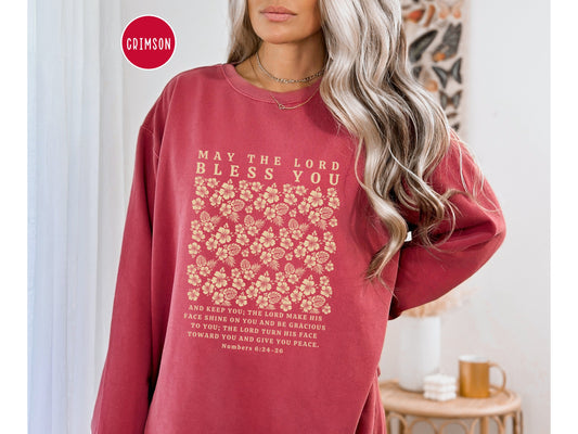 The Blessing - May The Lord Bless You Christian Sweatshirt | Comfort Colors Dyed Sweatshirt