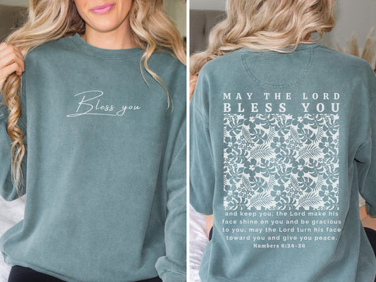 The Lord Bless You Sweatshirt | Comfort Colors Dyed Sweatshirt | Scripture Bible Verse Sweater