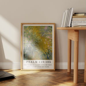 Thy Word Is a Lamp to My Feet and Light to My Path - Psalm 119:105 | Vintage Claude Monet Art with Psalm Scripture - Unframed Art Print