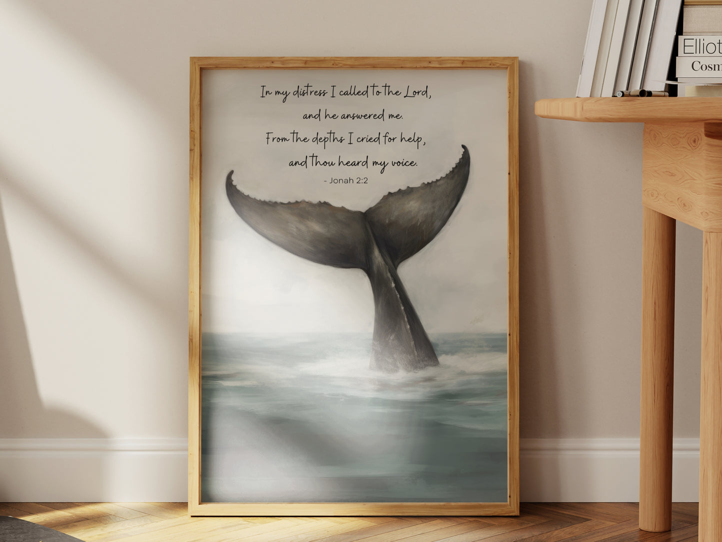 Whale Art Whale Tail Painting Print - From The Depths I Cried for Help - Jonah 2:2 - Jonah and The Whale Painting Print