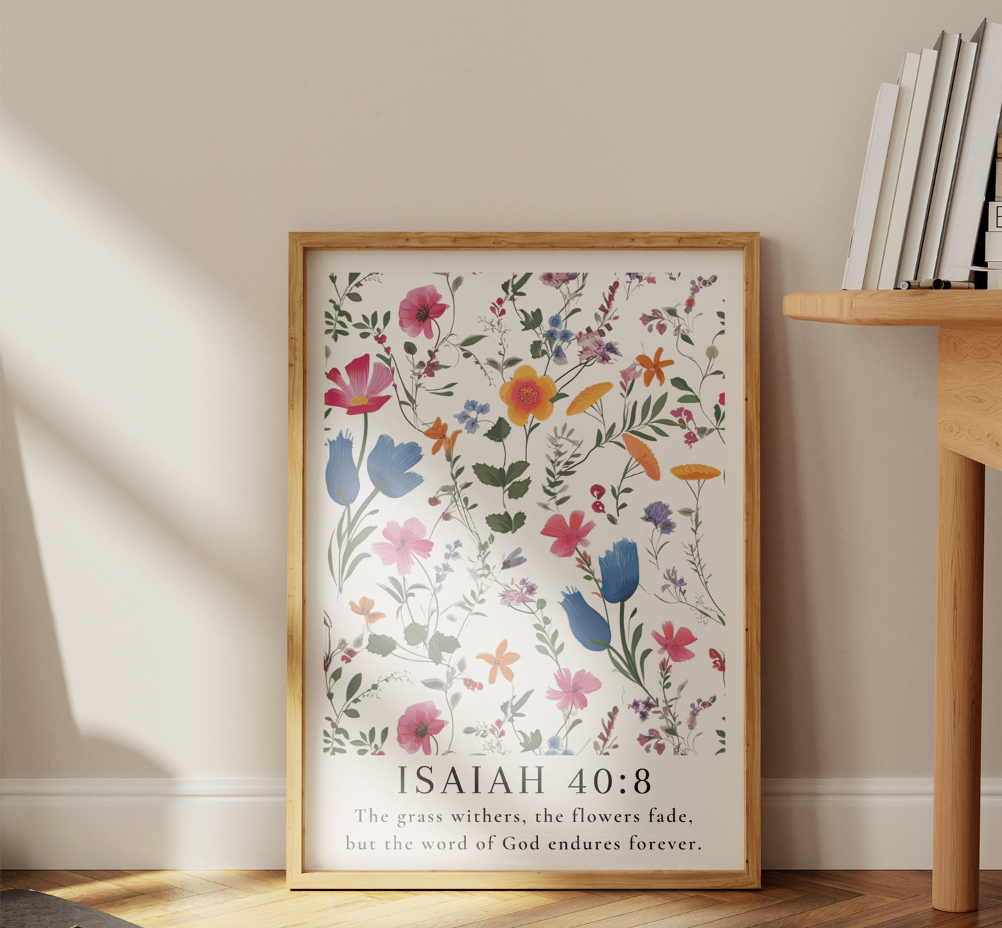 Isaiah 40:8 Flower Art Print - Bible Verse Wall Art | Wildflower Floral Art - Unframed Art