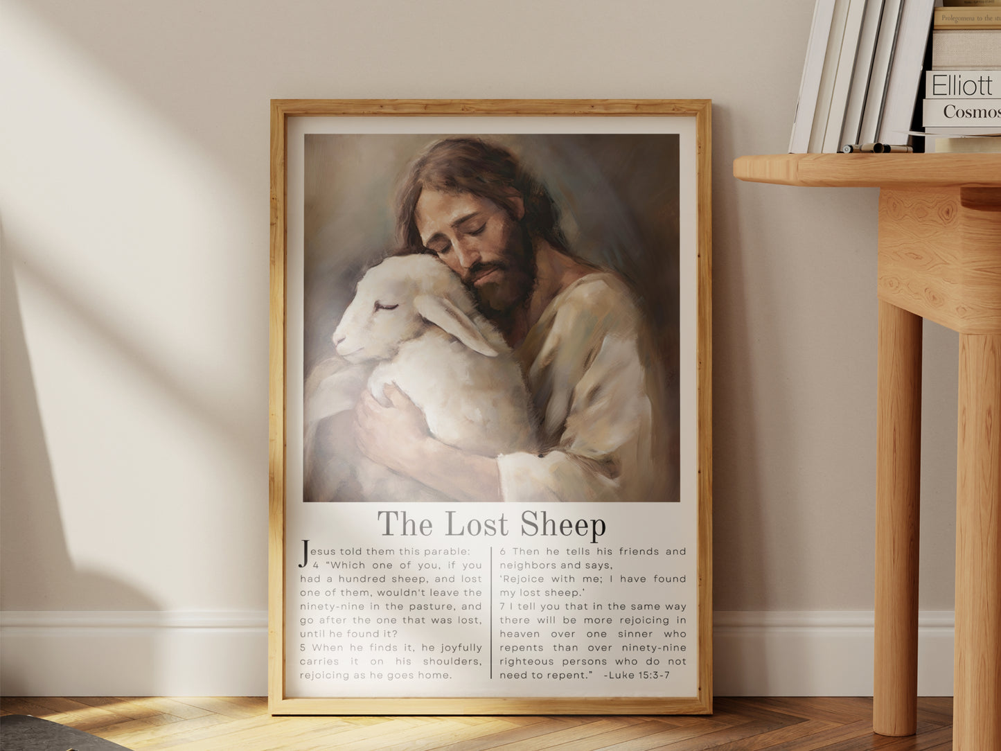 Parable of The Lost Sheep | Bible Verse Wall Art - Luke 15:3 | Jesus Art Painting - Unframed Print