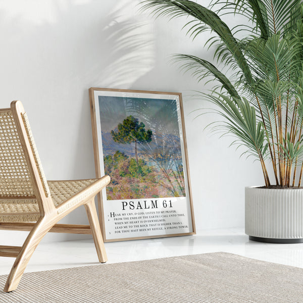 Lead Me to The Rock - Psalm 61 | Claude Monet Art with Psalm Scripture - Unframed Art Print Hover