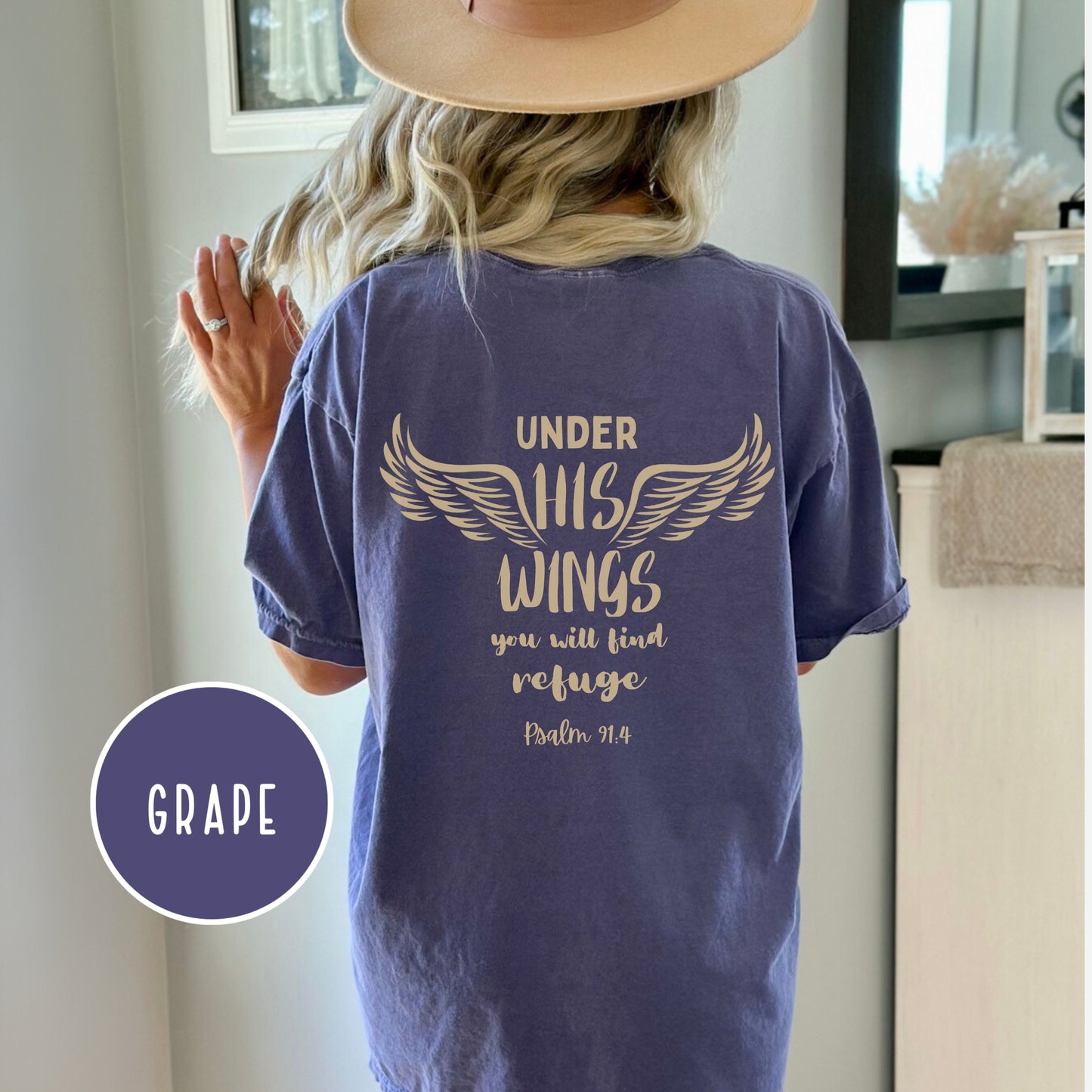 Under His Wings - Psalm 91 Bible Verse Shirt | Comfort Colors Shirt