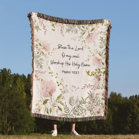 Woven Blanket - Bless The Lord O My Soul | Cotton Throw Blanket