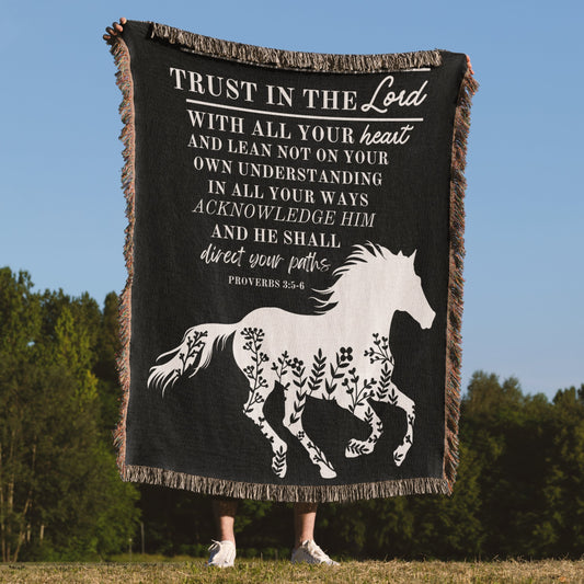 Woven Blanket - Horse Blanket, Lord Shall Direct Your Paths - Proverbs 3:5 Bible Verse Blanket