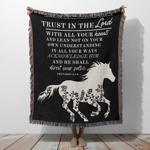 Woven Blanket - Horse Blanket, Lord Shall Direct Your Paths - Proverbs 3:5 Bible Verse Blanket