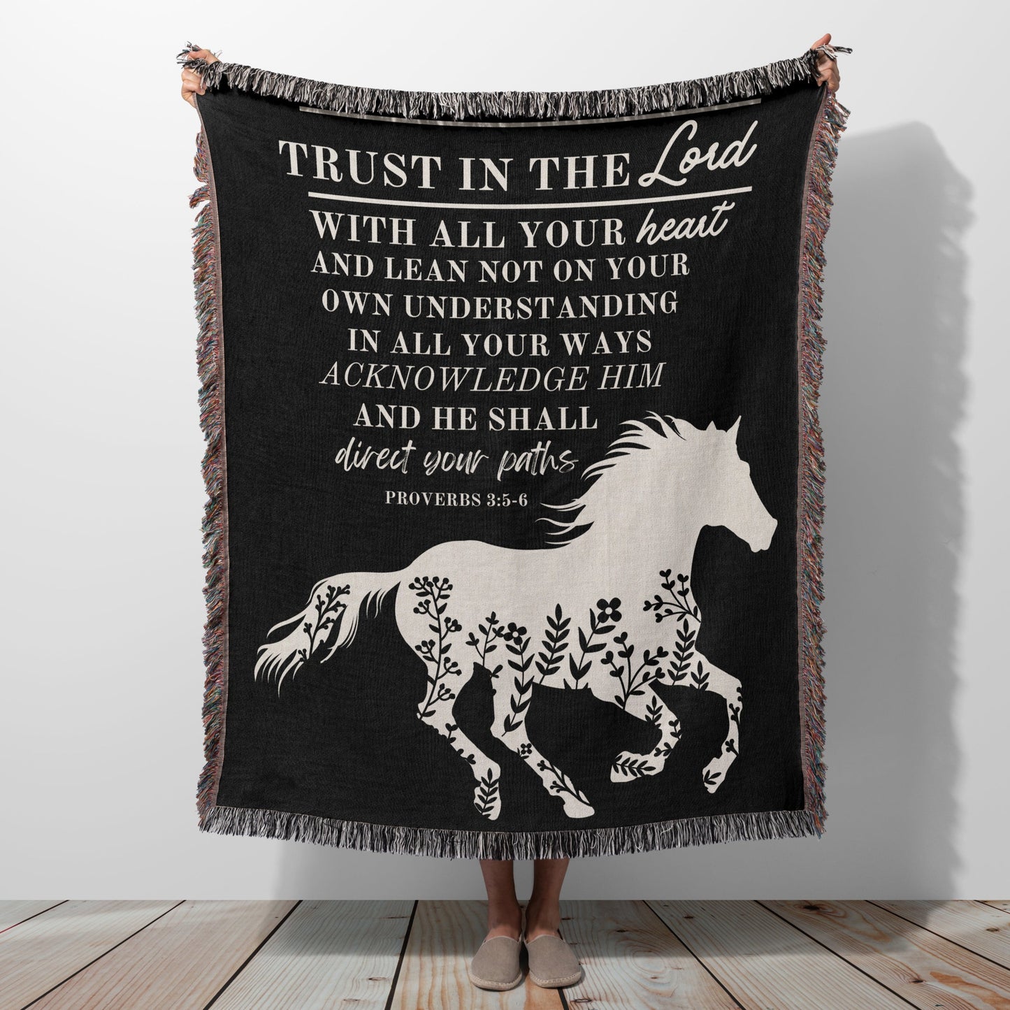 Woven Blanket - Horse Blanket, Lord Shall Direct Your Paths - Proverbs 3:5 Bible Verse Blanket