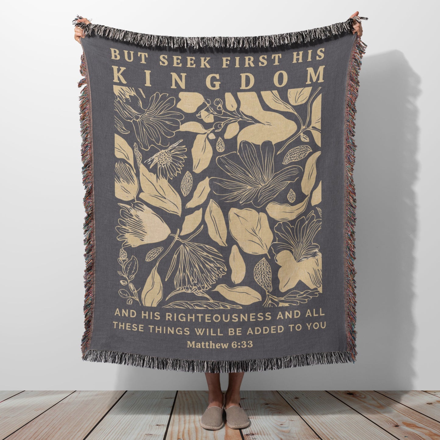 Seek First The Kingdom of God | Matthew 6:33 Bible Verse Blanket, Woven Throw Blanket