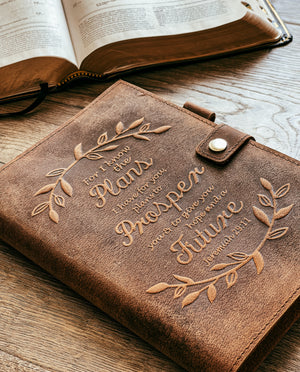 Leather Journal Notebook - For I Know The Plans For You Jeremiah 29:11