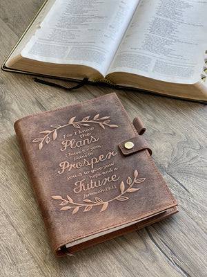 Leather Journal Notebook - For I Know The Plans For You Jeremiah 29:11