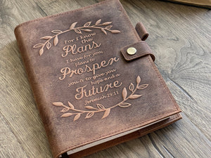 Leather Journal Notebook - For I Know The Plans For You Jeremiah 29:11