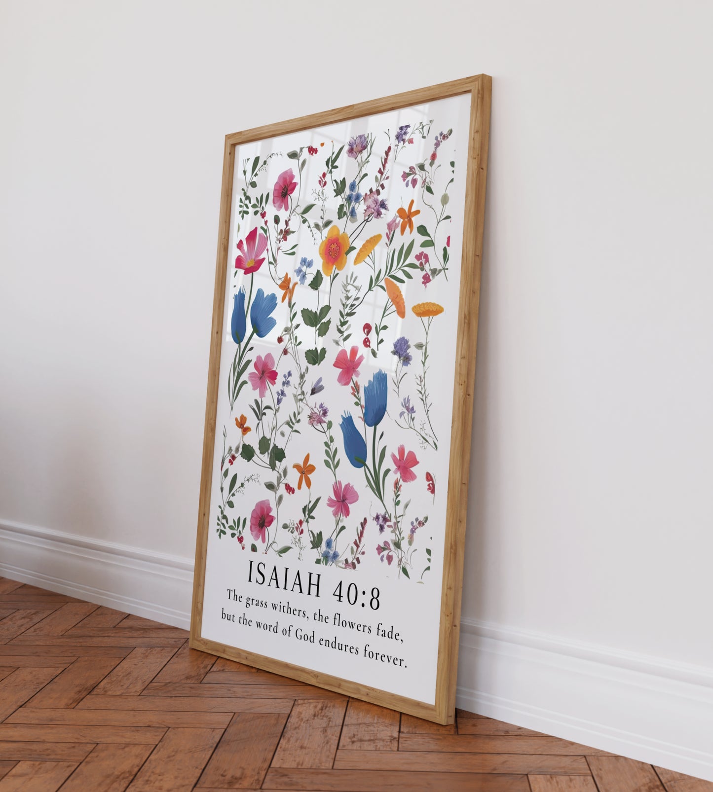 Isaiah 40:8 Flower Art Print - Bible Verse Wall Art | Wildflower Floral Art - Unframed Art