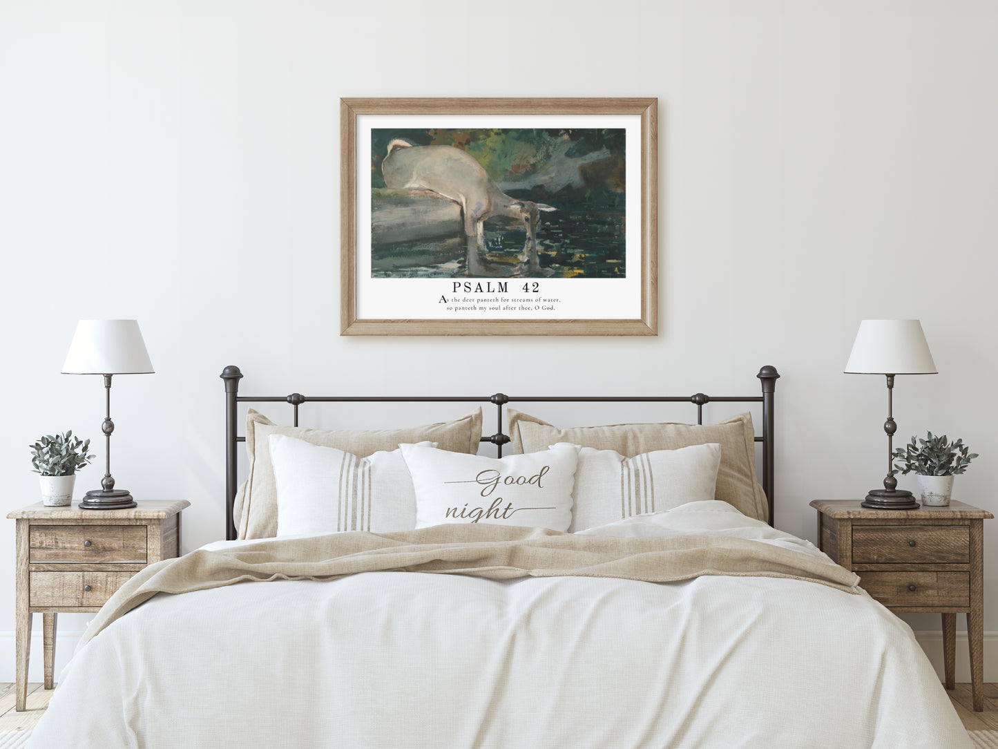 PSALM 42 - As The Deer Scripture Wall Art | Psalm 42 Bible Verse Wall Decor - Vintage Deer Painting with Scripture Passage