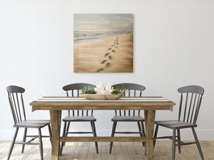 Footprints in the Sand Canvas Wall Art | Footprints Poem Canvas Gallery Wrap