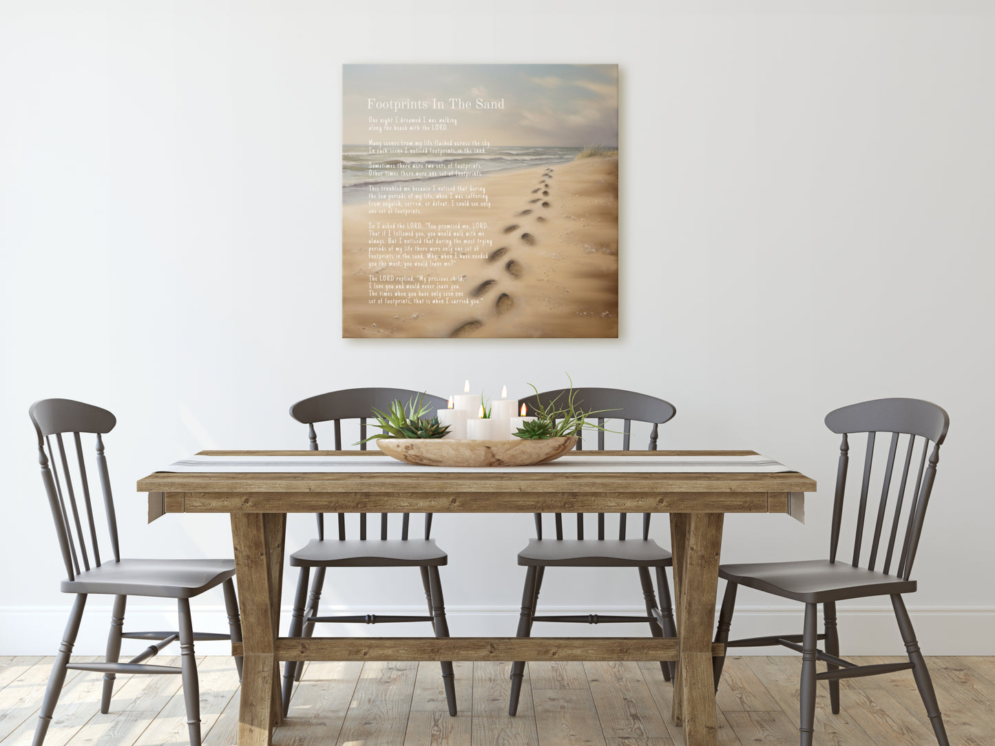 Footprints in the Sand Canvas Wall Art | Footprints Poem Canvas Gallery Wrap