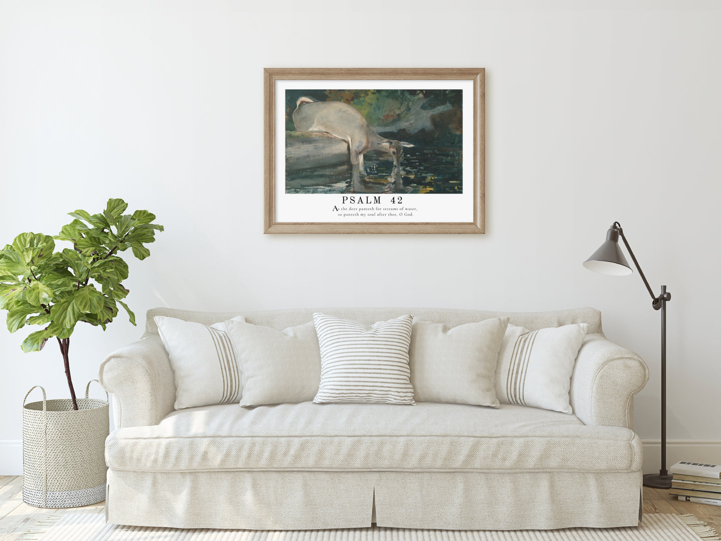 PSALM 42 - As The Deer Scripture Wall Art | Psalm 42 Bible Verse Wall Decor - Vintage Deer Painting with Scripture Passage