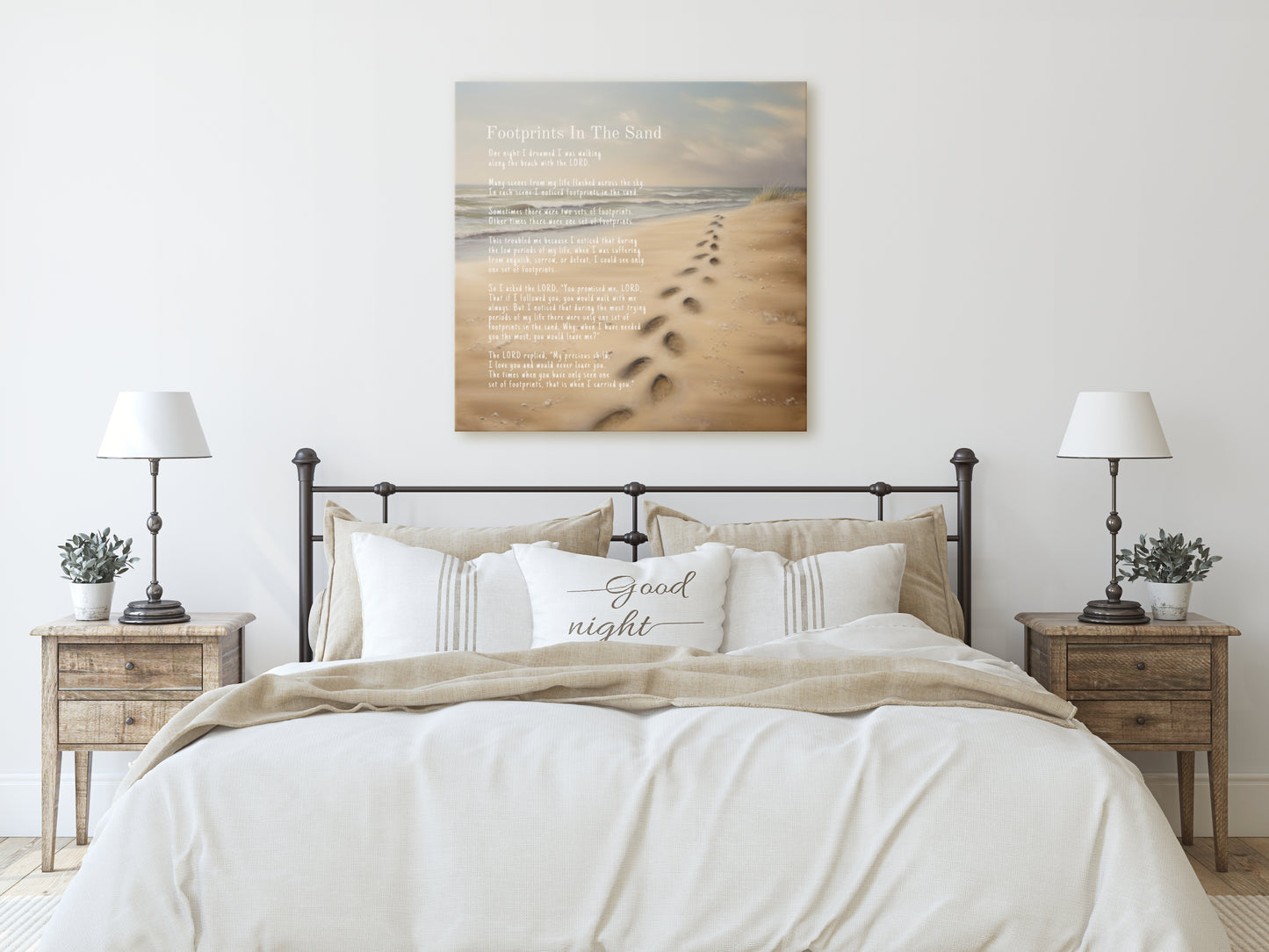 Footprints in the Sand Canvas Wall Art | Footprints Poem Canvas Gallery Wrap