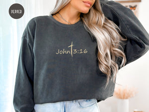 John 3:16 Sweatshirt - For God So Loved The World Sweater | Comfort Colors Sweatshirt