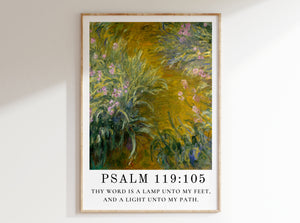 Thy Word Is a Lamp to My Feet and Light to My Path - Psalm 119:105 | Vintage Claude Monet Art with Psalm Scripture - Unframed Art Print