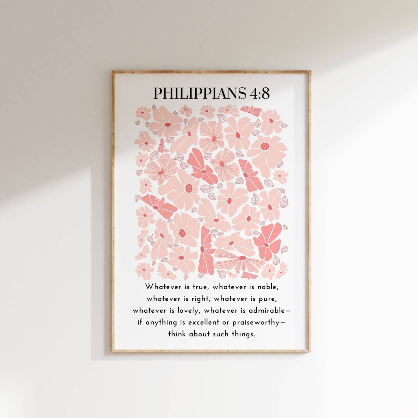Philippians 4:8 - Bible Verse Wall Art | Floral Art, Christian Wall Decor