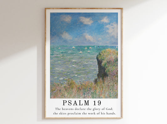 The Heavens Declare the Glory of God - Psalm 19 | Vintage Claude Monet Art with Psalm Scripture - Unframed Art Print