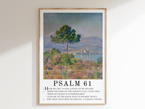 Lead Me to The Rock - Psalm 61 | Claude Monet Art with Psalm Scripture - Unframed Art Print