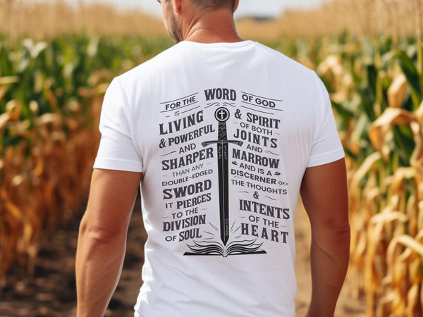 The Word of God is Living Shirt - Hebrews 4:12 | Christian T-Shirt, Bible Verse Tee Hover