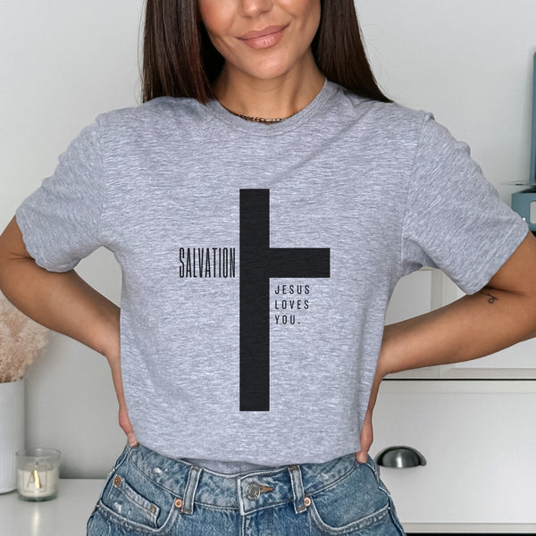 Jesus Shirt | Jesus Loves You T-Shirt - Salvation Christian Cross Shirt Hover