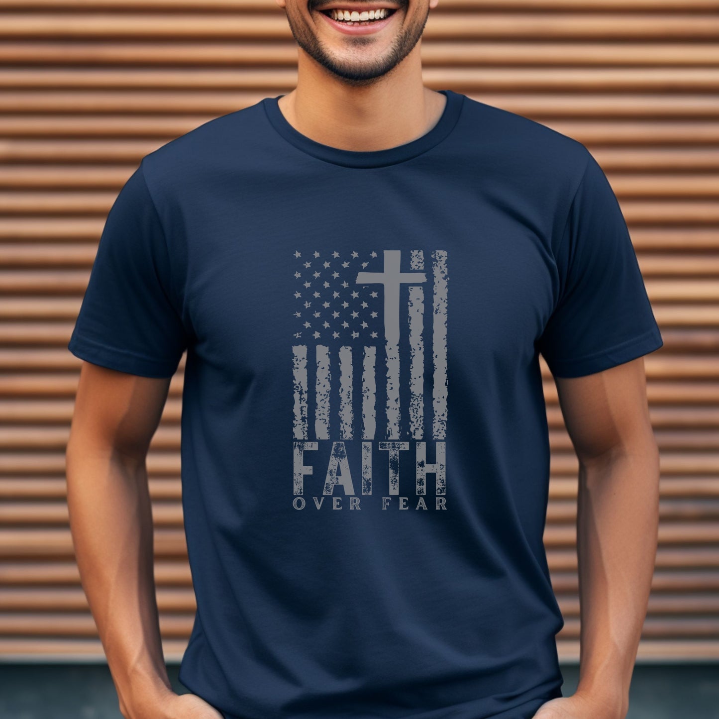 American Flag T-Shirt - Faith Over Fear Shirt | Patriotic Shirt, USA Flag Shirt