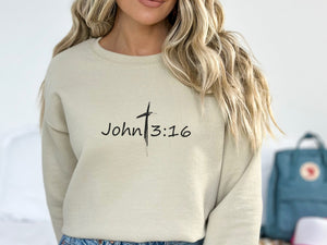 John 3:16 Sweatshirt - For God So Loved The World | Jesus Sweater - Christian Crewneck Sweatshirt