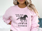 Horse Sweatshirt - This Girl Runs On Jesus and Horses Crewneck Sweatshirt
