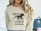 Horse Sweatshirt - This Girl Runs On Jesus and Horses Crewneck Sweatshirt