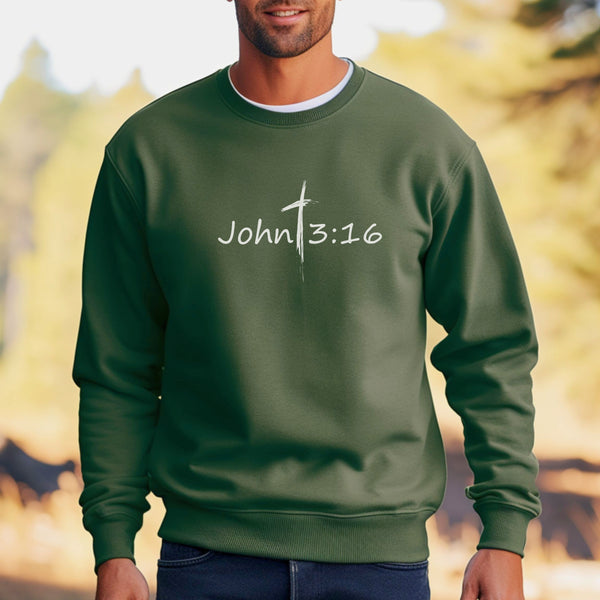 John 3:16 Sweatshirt - For God So Loved The World | Jesus Sweater - Christian Crewneck Sweatshirt Hover