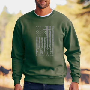 American Flag Sweatshirt - Faith Over Fear Sweater | Patriotic Sweatshirt, USA Flag Sweater