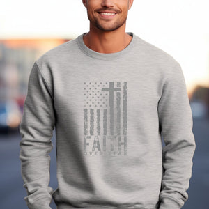 American Flag Sweatshirt - Faith Over Fear Sweater | Patriotic Sweatshirt, USA Flag Sweater